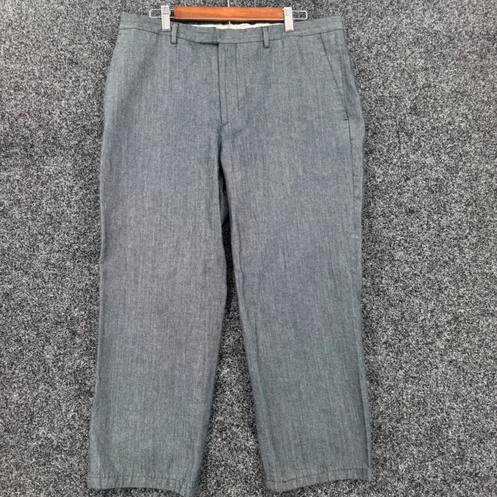 Banana Republic Mens 38R Blue Gray Wool Cotton Blend Dress Pants Made in Italy
